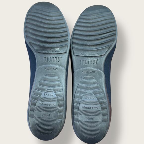 Munro Womens 8N Fabric Leather Loafer Comfort Shoes Casual Navy Black Stretchy - Picture 9 of 12